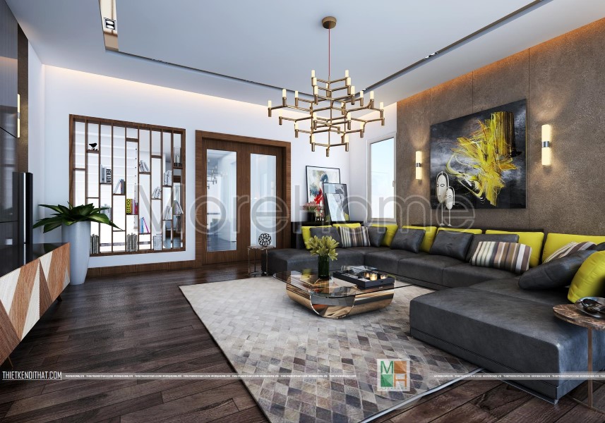 Thiết kế nội thất nhà phố hiện đại với nội thất gỗ mang lại cảm giác thoải mái và tràn đầy năng lượng Thiết kế nội thất phòng khách gỗ nhà phố